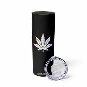 Cannabis Leaf Glitch Effect Graphic Skinny Tumbler Retro RGB Distortion Weed and Stoner Lifestyle TS02 Print Your Wear
