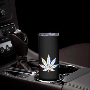 Cannabis Leaf Glitch Effect Graphic Skinny Tumbler Retro RGB Distortion Weed and Stoner Lifestyle TS02 Print Your Wear