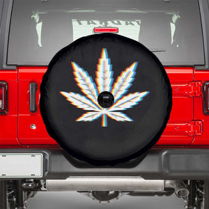Cannabis Leaf Glitch Effect Graphic Spare Tire Cover Retro RGB Distortion Weed and Stoner Lifestyle TS02 Black Print Your Wear