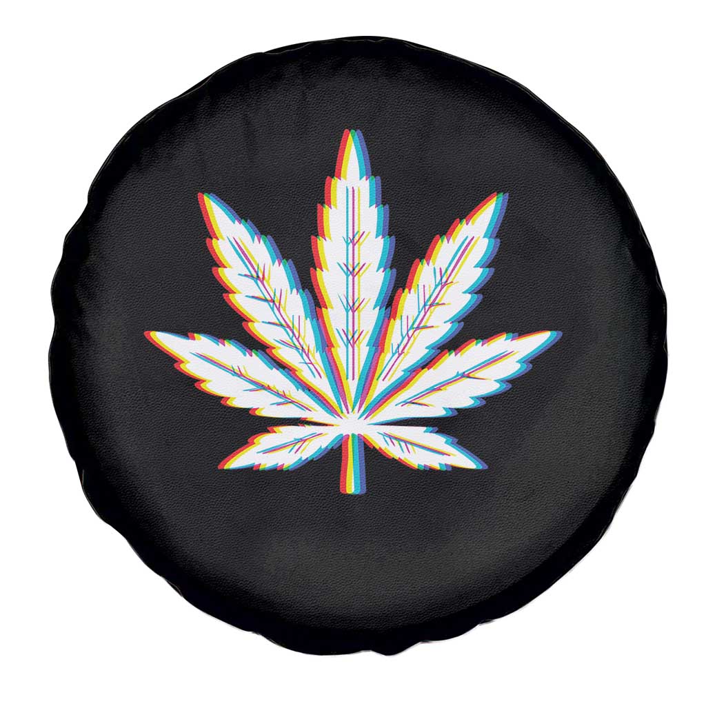 Cannabis Leaf Glitch Effect Graphic Spare Tire Cover Retro RGB Distortion Weed and Stoner Lifestyle TS02 Print Your Wear