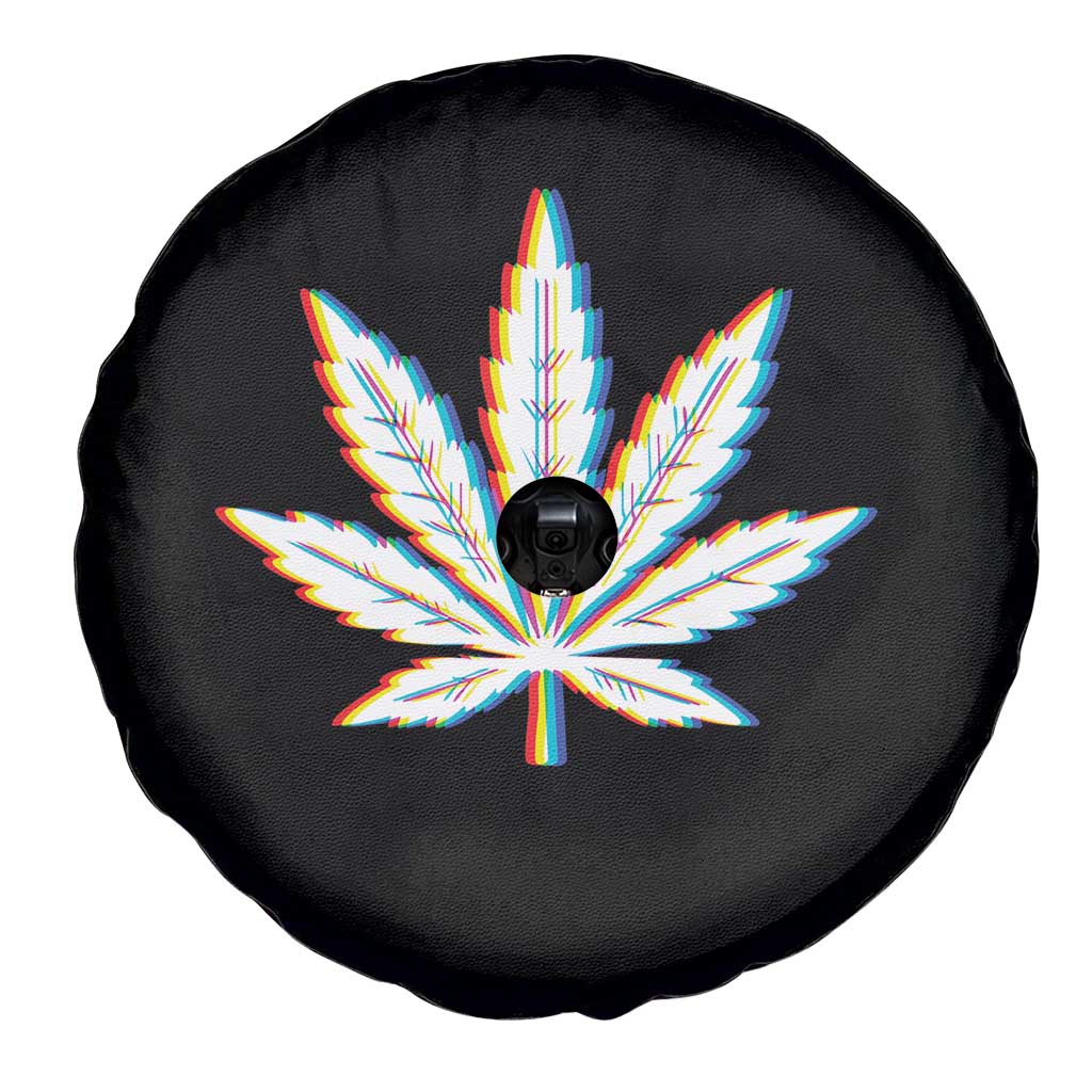 Cannabis Leaf Glitch Effect Graphic Spare Tire Cover Retro RGB Distortion Weed and Stoner Lifestyle TS02 Print Your Wear