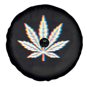 Cannabis Leaf Glitch Effect Graphic Spare Tire Cover Retro RGB Distortion Weed and Stoner Lifestyle TS02 Print Your Wear