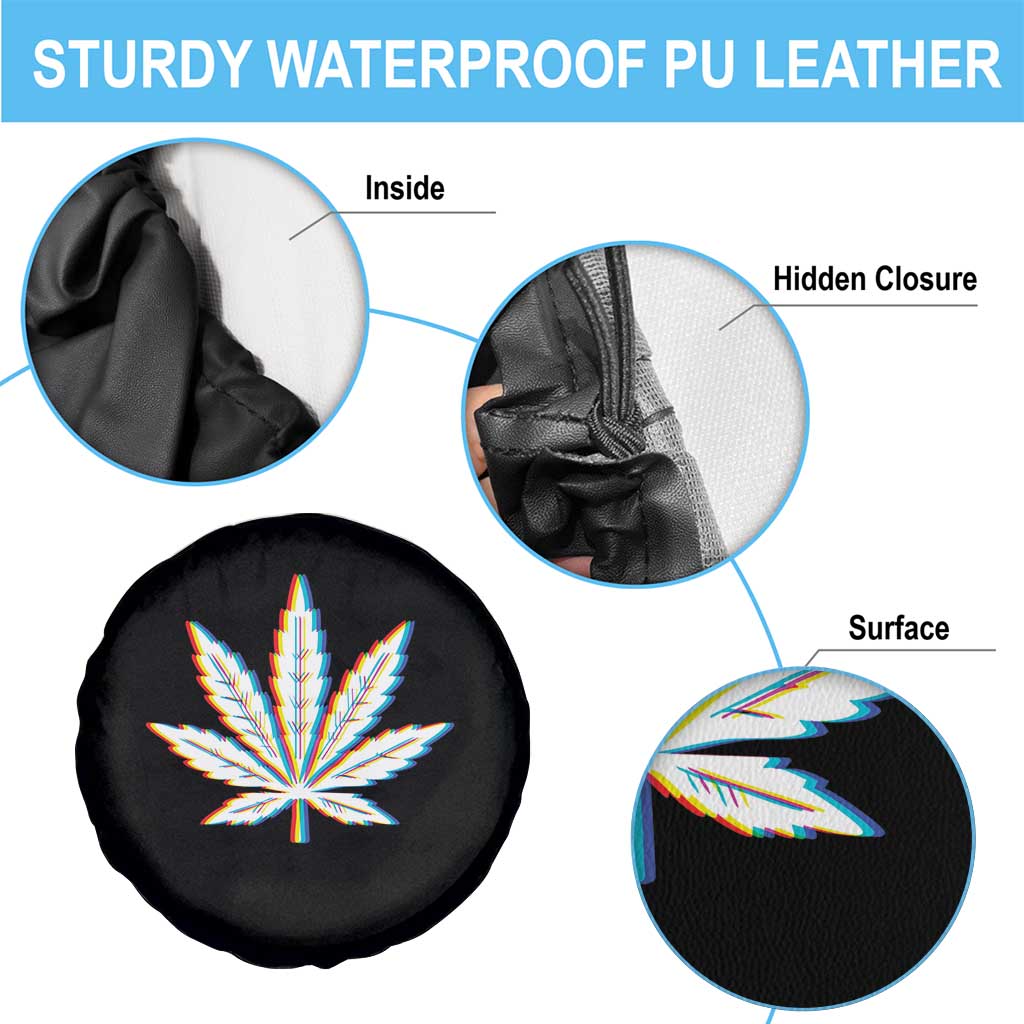 Cannabis Leaf Glitch Effect Graphic Spare Tire Cover Retro RGB Distortion Weed and Stoner Lifestyle TS02 Print Your Wear