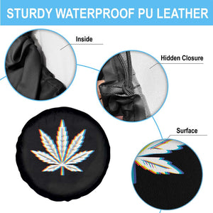 Cannabis Leaf Glitch Effect Graphic Spare Tire Cover Retro RGB Distortion Weed and Stoner Lifestyle TS02 Print Your Wear