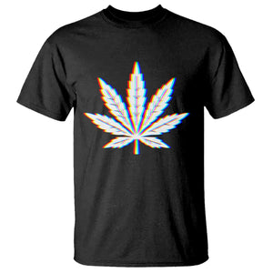 Cannabis Leaf Glitch Effect Graphic T Shirt Retro RGB Distortion Weed and Stoner Lifestyle TS02 Black Print Your Wear