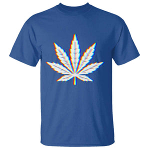 Cannabis Leaf Glitch Effect Graphic T Shirt Retro RGB Distortion Weed and Stoner Lifestyle TS02 Royal Blue Print Your Wear