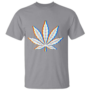 Cannabis Leaf Glitch Effect Graphic T Shirt Retro RGB Distortion Weed and Stoner Lifestyle TS02 Sport Gray Print Your Wear