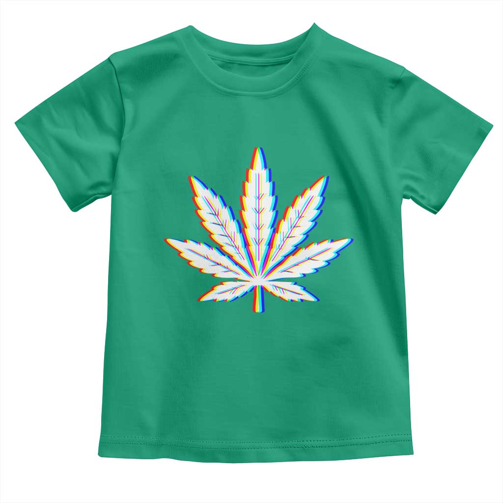 Cannabis Leaf Glitch Effect Graphic Toddler T Shirt Retro RGB Distortion Weed and Stoner Lifestyle TS02 Irish Green Print Your Wear