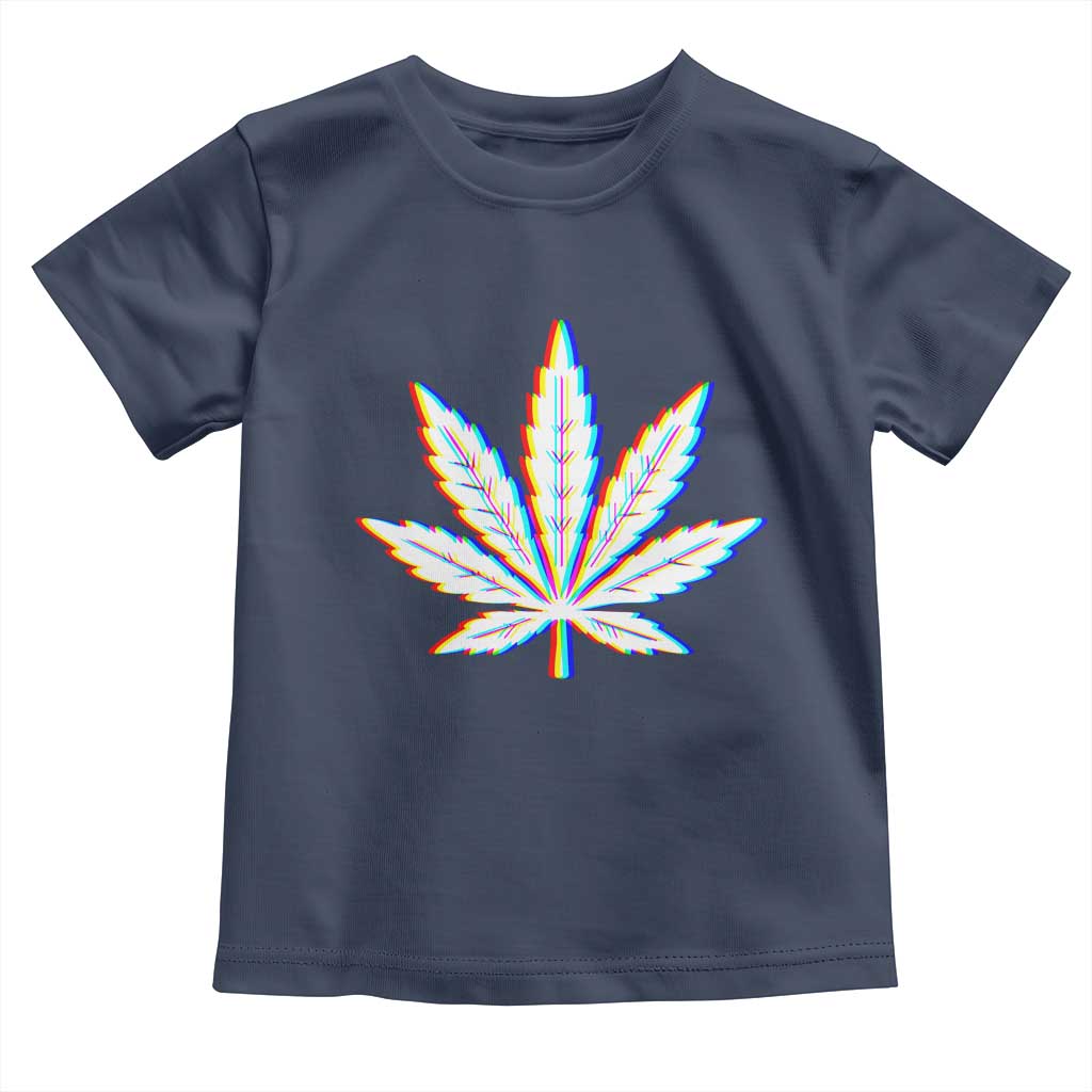 Cannabis Leaf Glitch Effect Graphic Toddler T Shirt Retro RGB Distortion Weed and Stoner Lifestyle TS02 Navy Print Your Wear
