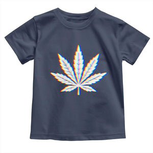 Cannabis Leaf Glitch Effect Graphic Toddler T Shirt Retro RGB Distortion Weed and Stoner Lifestyle TS02 Navy Print Your Wear