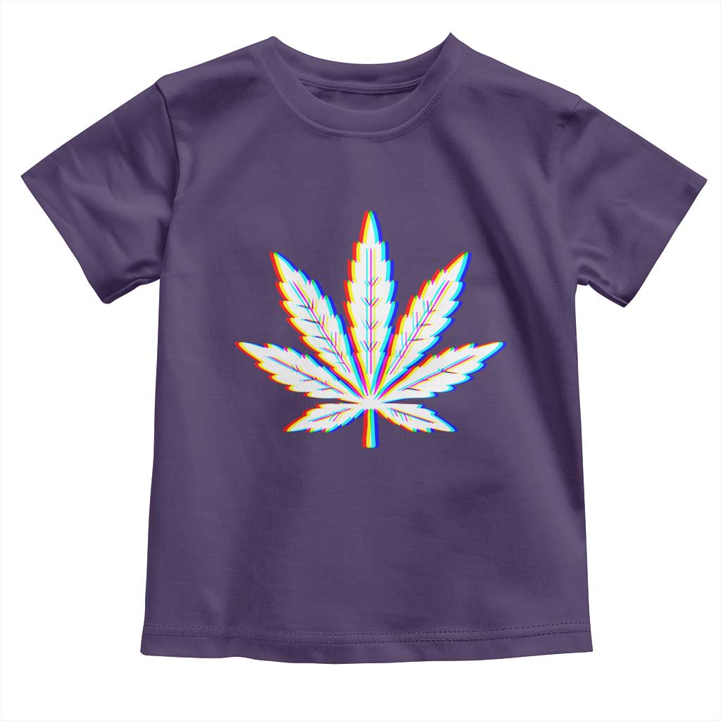 Cannabis Leaf Glitch Effect Graphic Toddler T Shirt Retro RGB Distortion Weed and Stoner Lifestyle TS02 Purple Print Your Wear