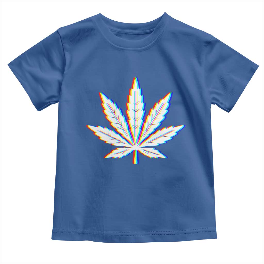 Cannabis Leaf Glitch Effect Graphic Toddler T Shirt Retro RGB Distortion Weed and Stoner Lifestyle TS02 Royal Blue Print Your Wear