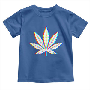 Cannabis Leaf Glitch Effect Graphic Toddler T Shirt Retro RGB Distortion Weed and Stoner Lifestyle TS02 Royal Blue Print Your Wear