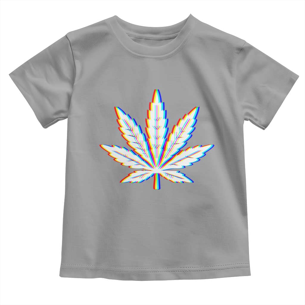Cannabis Leaf Glitch Effect Graphic Toddler T Shirt Retro RGB Distortion Weed and Stoner Lifestyle TS02 Sport Gray Print Your Wear