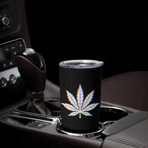 Cannabis Leaf Glitch Effect Graphic Tumbler Cup Retro RGB Distortion Weed and Stoner Lifestyle TS02 Print Your Wear
