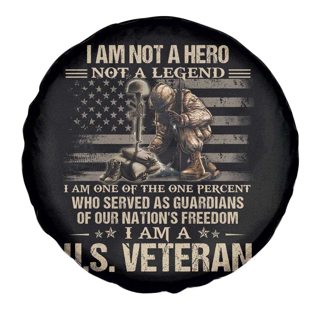 American Veteran Spare Tire Cover I Am Not A Hero Not A Legend US Flag Soldier Combat Boots And Dog Tags TS02 Print Your Wear