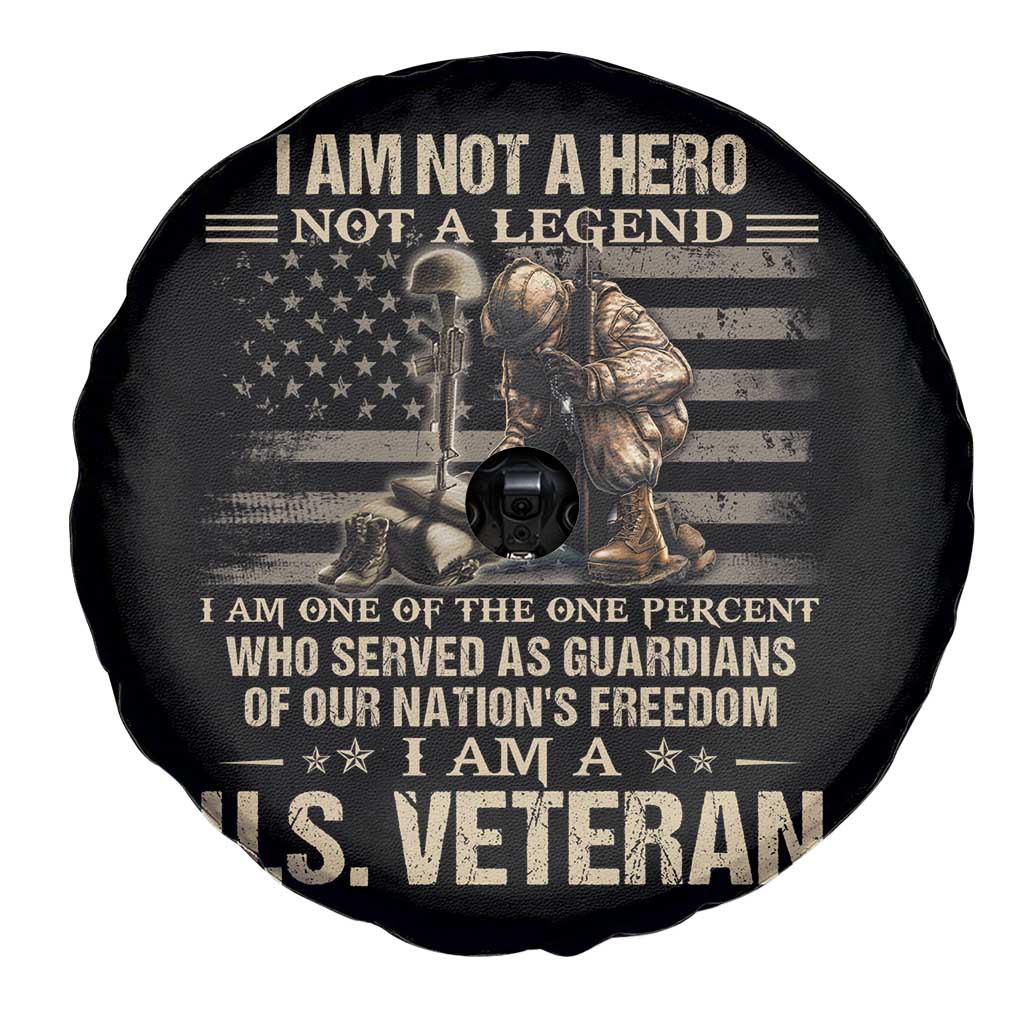 American Veteran Spare Tire Cover I Am Not A Hero Not A Legend US Flag Soldier Combat Boots And Dog Tags TS02 Print Your Wear