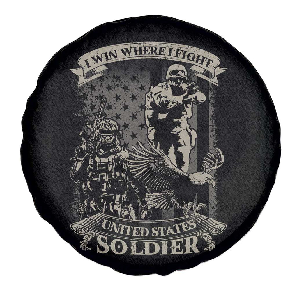 I Win Where I Fight US Soldier Patriotic Bald Eagle Spare Tire Cover TS02 Print Your Wear
