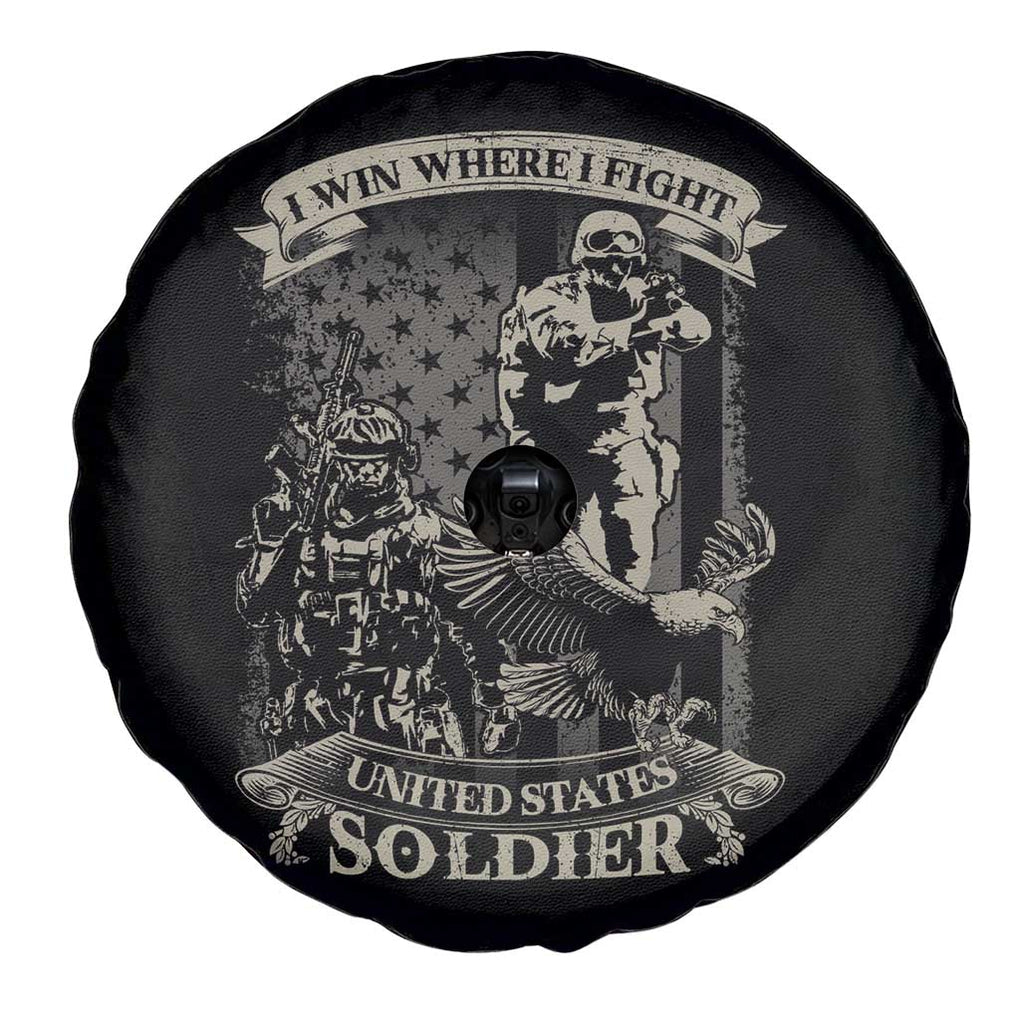 I Win Where I Fight US Soldier Patriotic Bald Eagle Spare Tire Cover TS02 Print Your Wear
