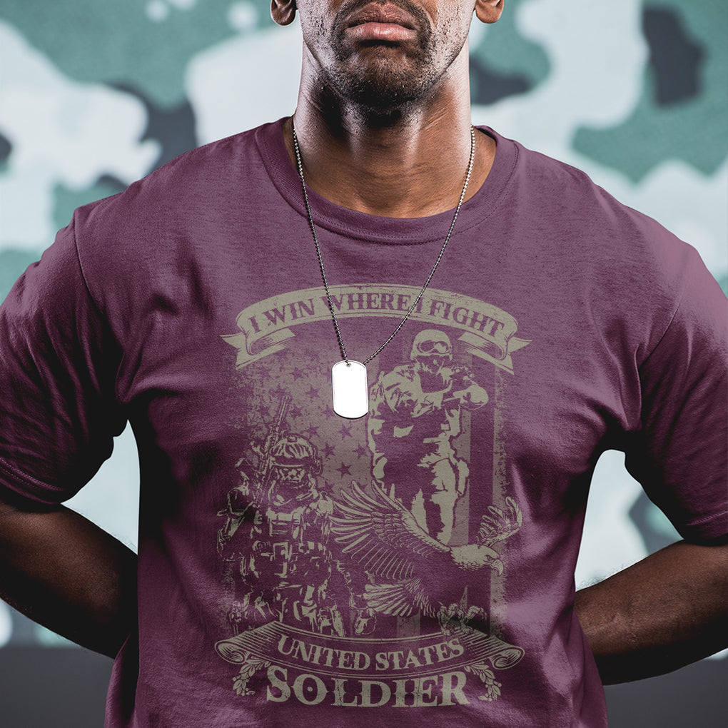 I Win Where I Fight US Soldier Patriotic Bald Eagle T Shirt TS02 Printyourwear