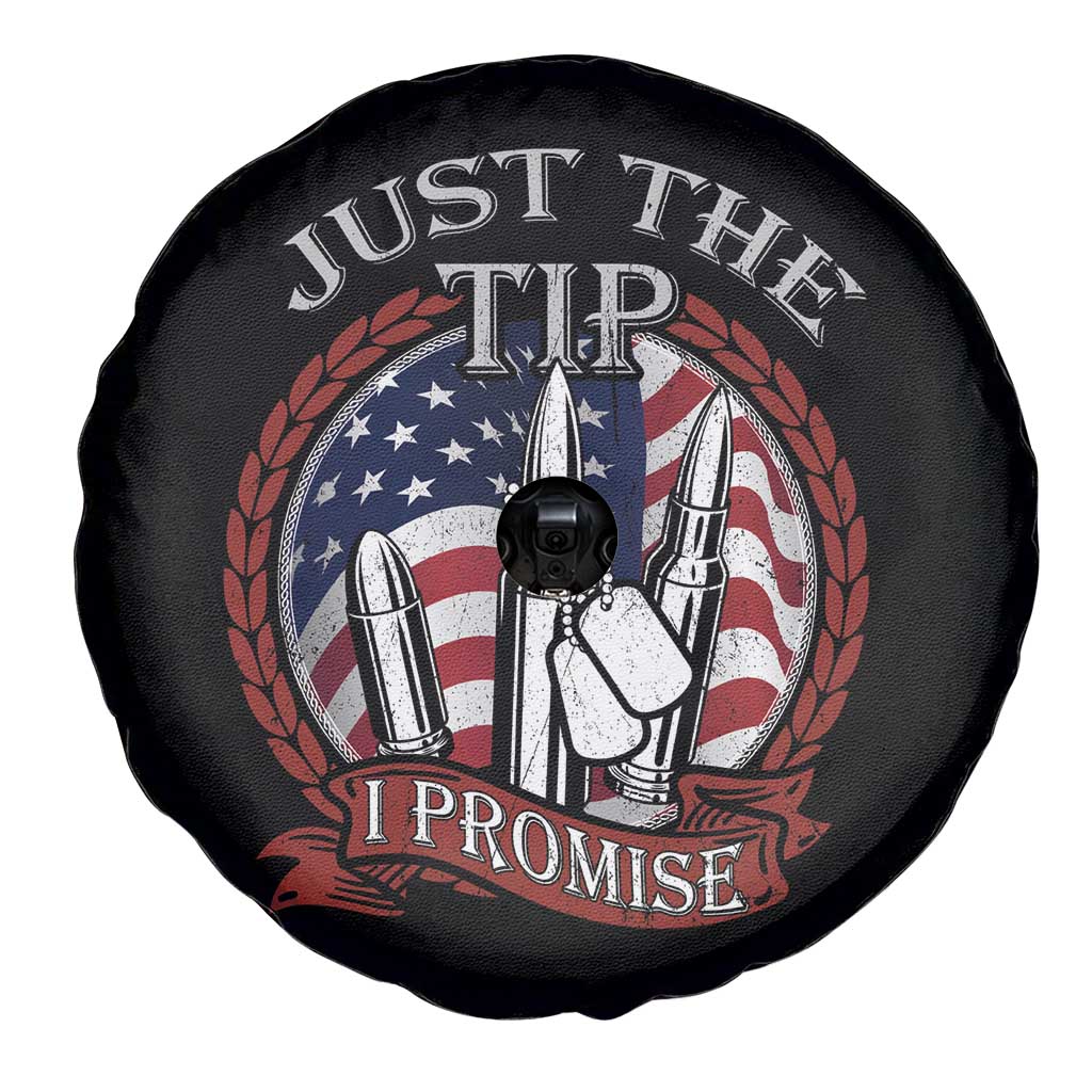 Funny Veteran Spare Tire Cover Just The Tip I Promise American Flag Bullets TS02 Print Your Wear