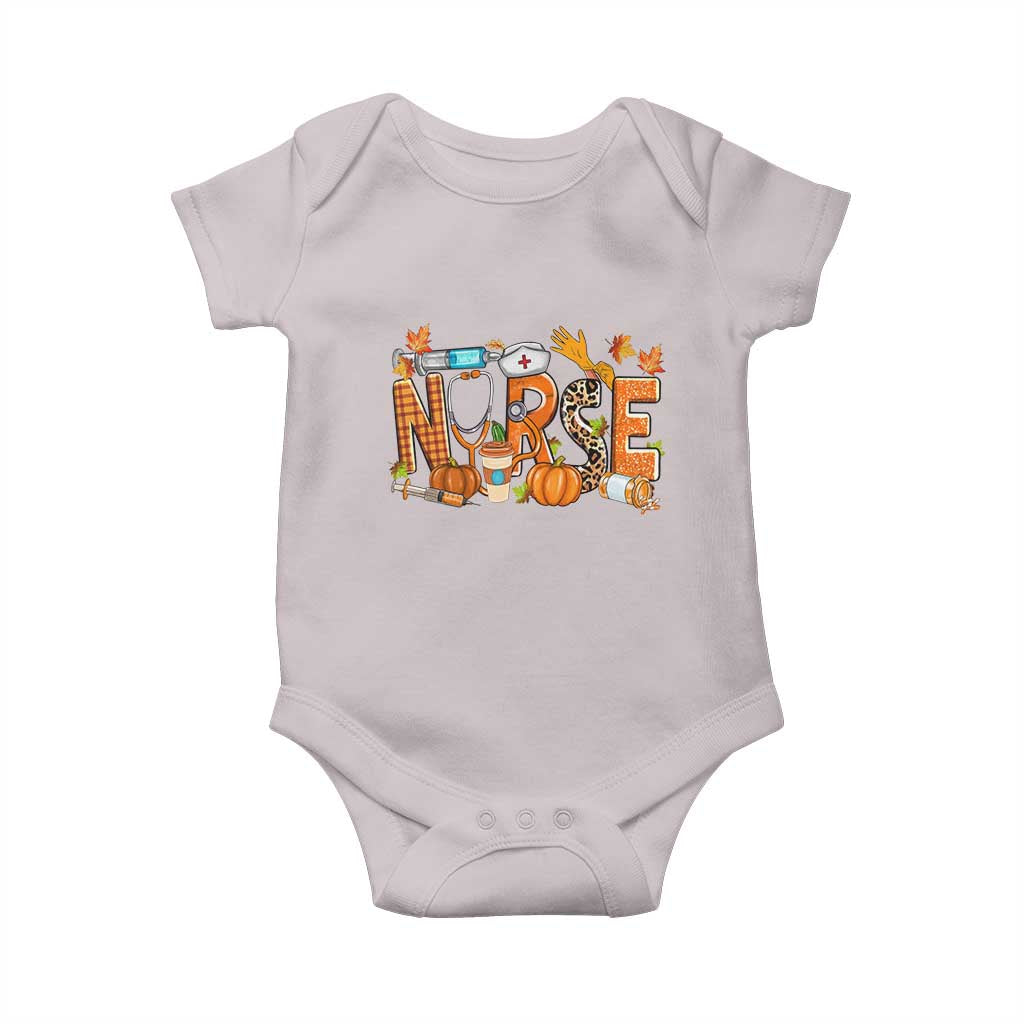 Thanksgiving Fall Nurse Baby Onesie One Thankful Nurse Life Autumn Pumpkin Season TS02 Ice Gray Print Your Wear