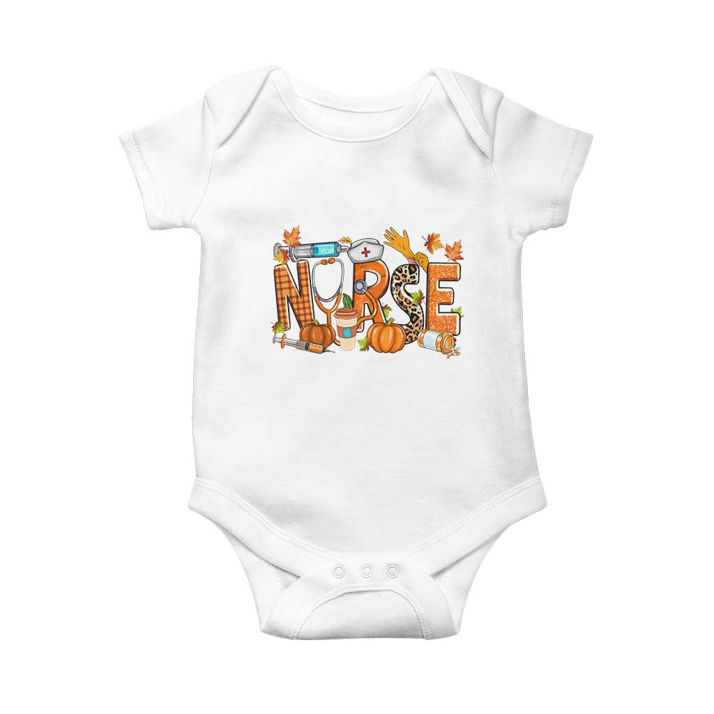Thanksgiving Fall Nurse Baby Onesie One Thankful Nurse Life Autumn Pumpkin Season TS02 White Print Your Wear
