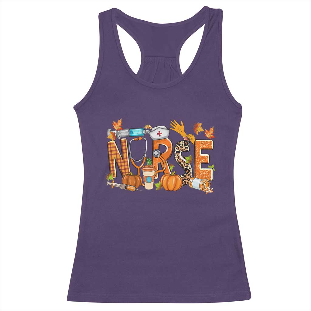Thanksgiving Fall Nurse Racerback Tank Top One Thankful Nurse Life Autumn Pumpkin Season TS02 Purple Print Your Wear