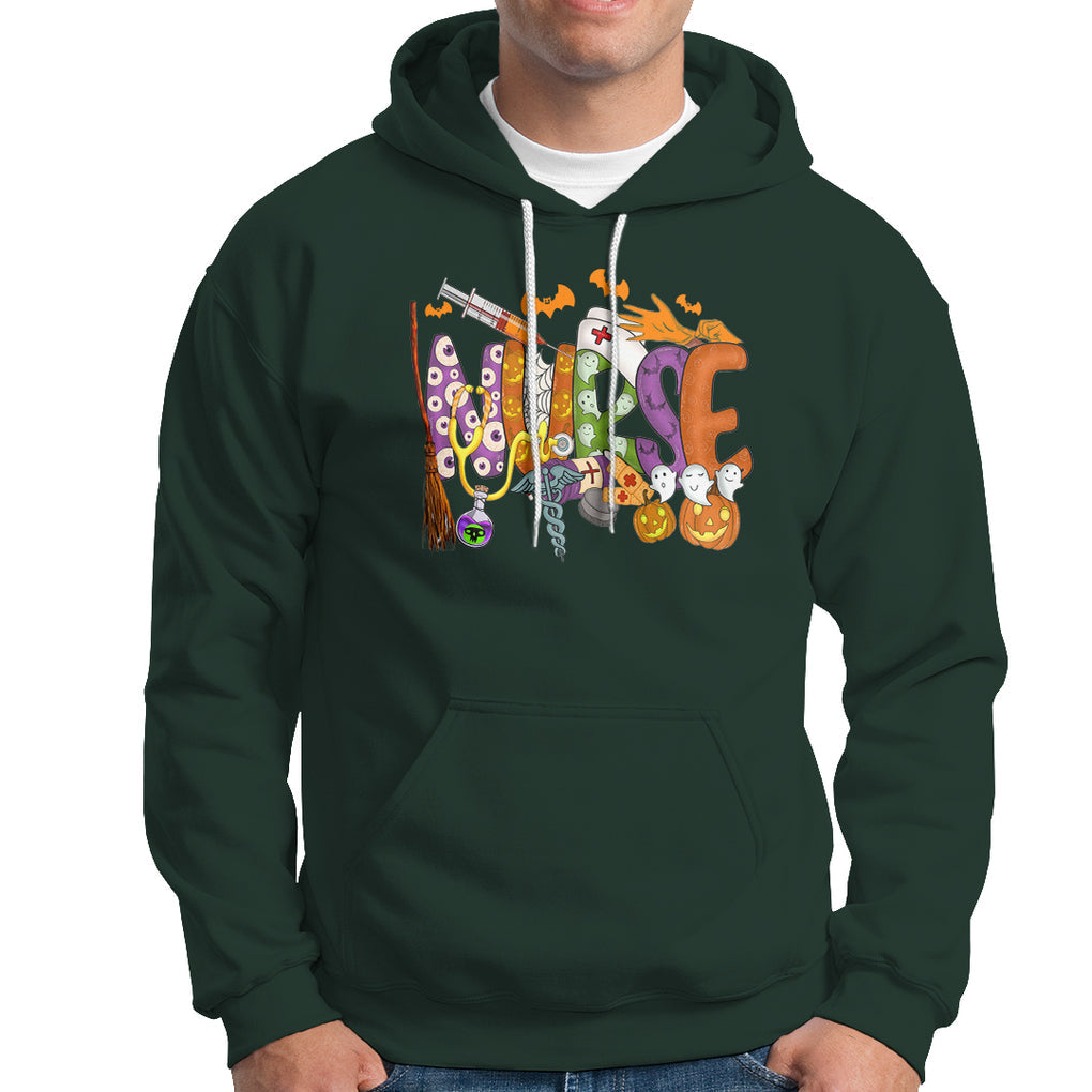 Halloween Nurse Hoodie Spooky Season Nurse Witch Ghost Halloween Costume TS02 Printyourwear