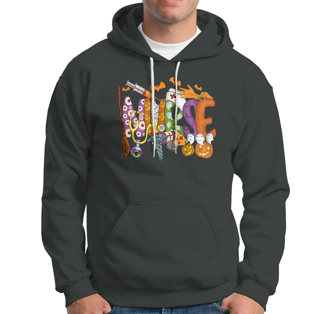 Halloween Nurse Hoodie Spooky Season Nurse Witch Ghost Halloween Costume TS02 Printyourwear