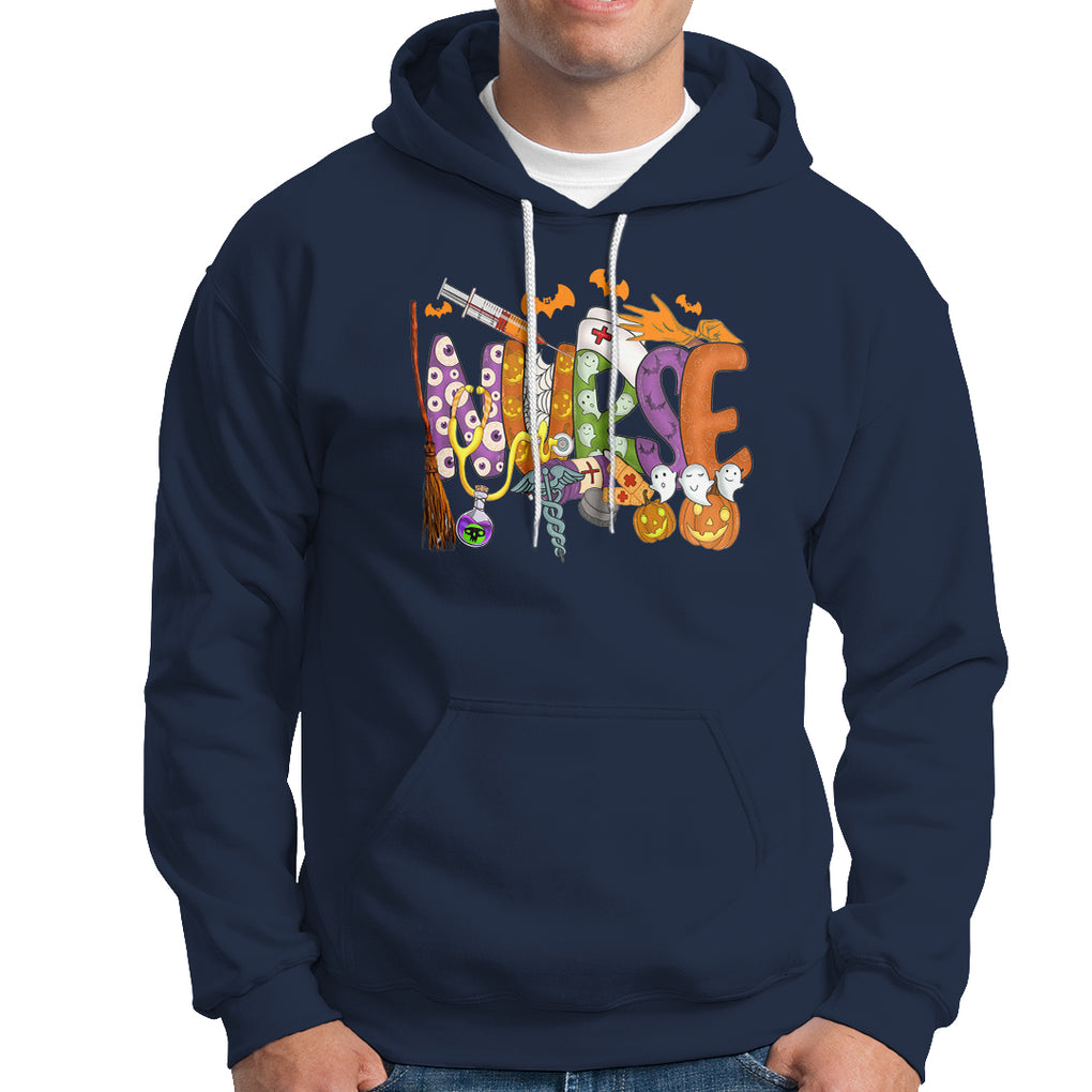 Halloween Nurse Hoodie Spooky Season Nurse Witch Ghost Halloween Costume TS02 Printyourwear