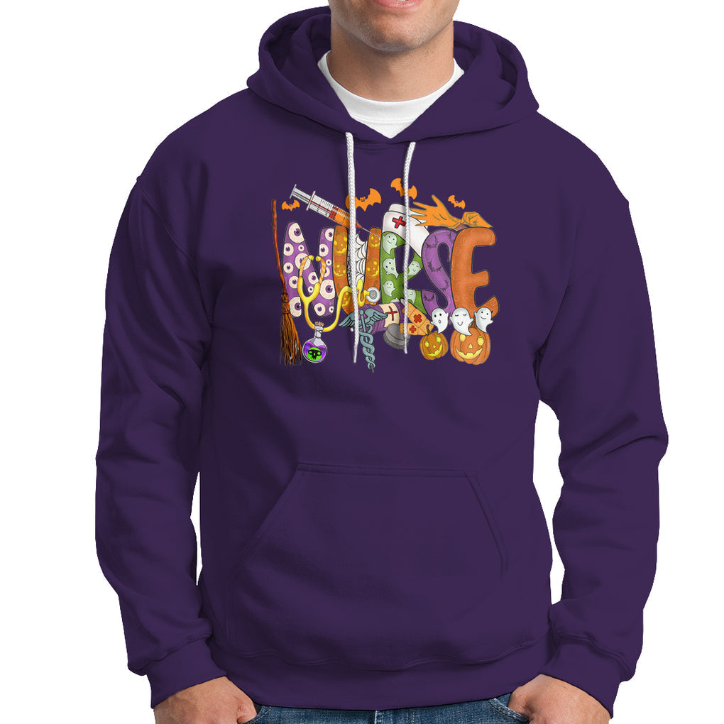 Halloween Nurse Hoodie Spooky Season Nurse Witch Ghost Halloween Costume TS02 Printyourwear