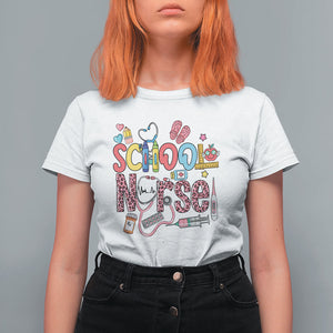 School Nurse T Shirt For Women Leopard Nursing School RN TS02 White Printyourwear