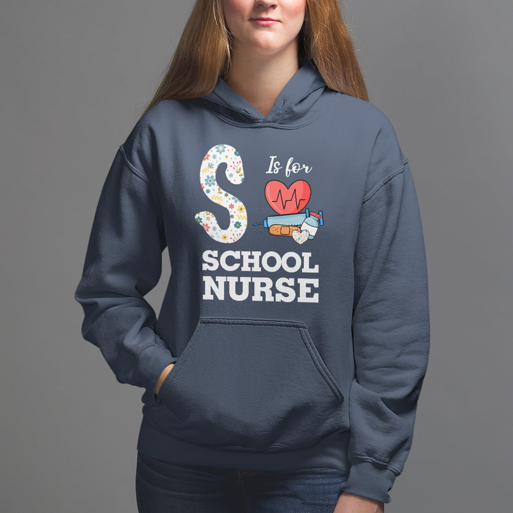 School Nurse Hoodie S Is For School Nursing RN Nurse Appreciation TS02 Navy Printyourwear
