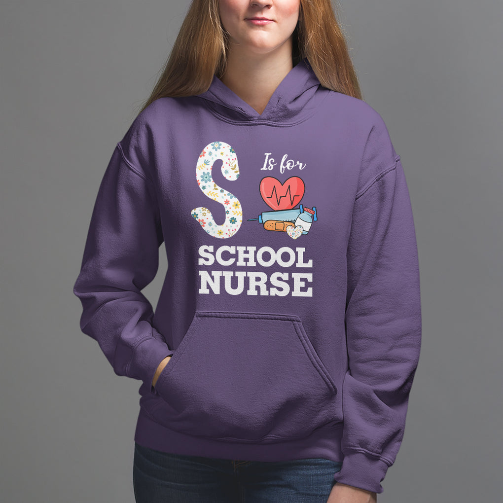 School Nurse Hoodie S Is For School Nursing RN Nurse Appreciation TS02 Purple Printyourwear