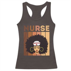 Black Nurse Racerback Tank Top Magic Afro Melanin RN Woman TS02 Dark Chocolate Print Your Wear