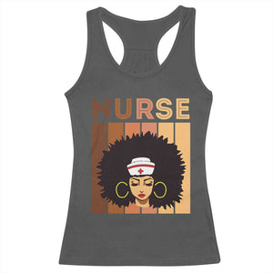 Black Nurse Racerback Tank Top Magic Afro Melanin RN Woman TS02 Dark Heather Print Your Wear