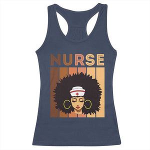 Black Nurse Racerback Tank Top Magic Afro Melanin RN Woman TS02 Navy Print Your Wear