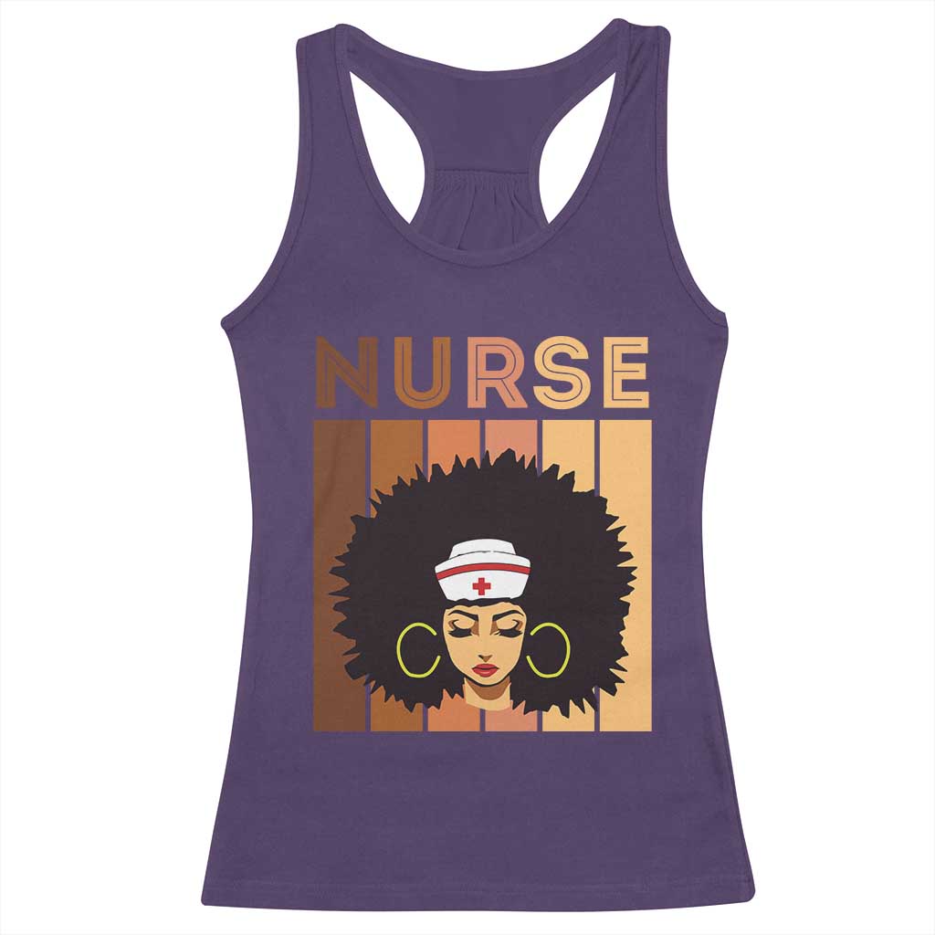 Black Nurse Racerback Tank Top Magic Afro Melanin RN Woman TS02 Purple Print Your Wear