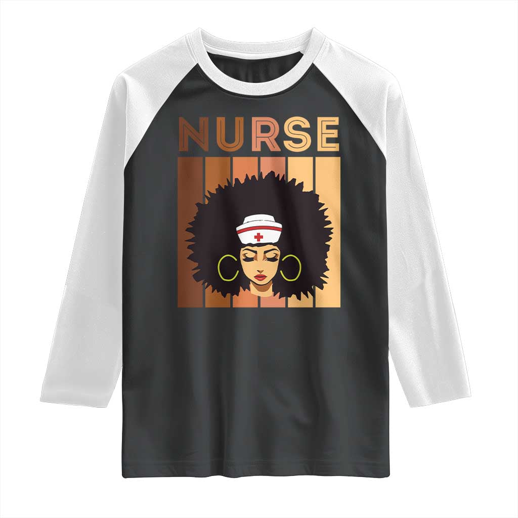 Black Nurse Raglan Shirt Magic Afro Melanin RN Woman TS02 Black White Print Your Wear