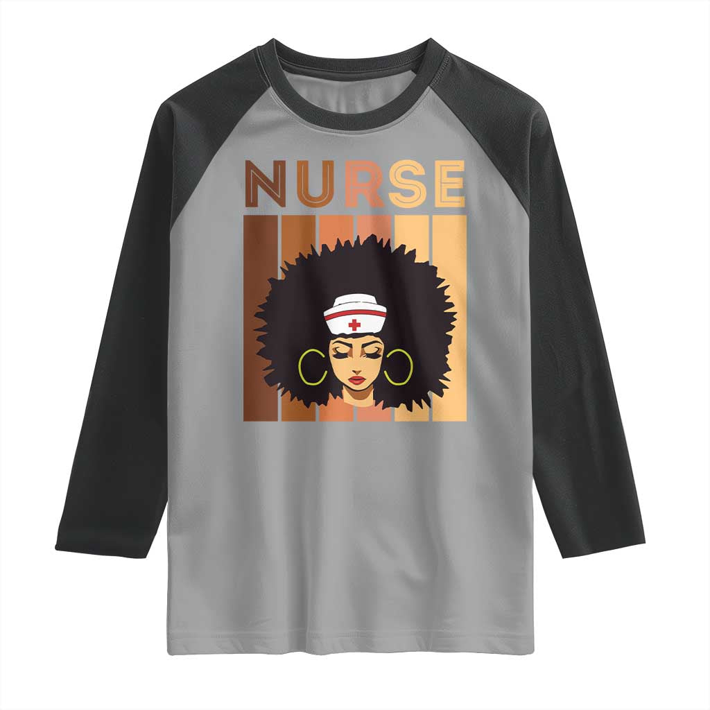 Black Nurse Raglan Shirt Magic Afro Melanin RN Woman TS02 Sport Gray Black Print Your Wear