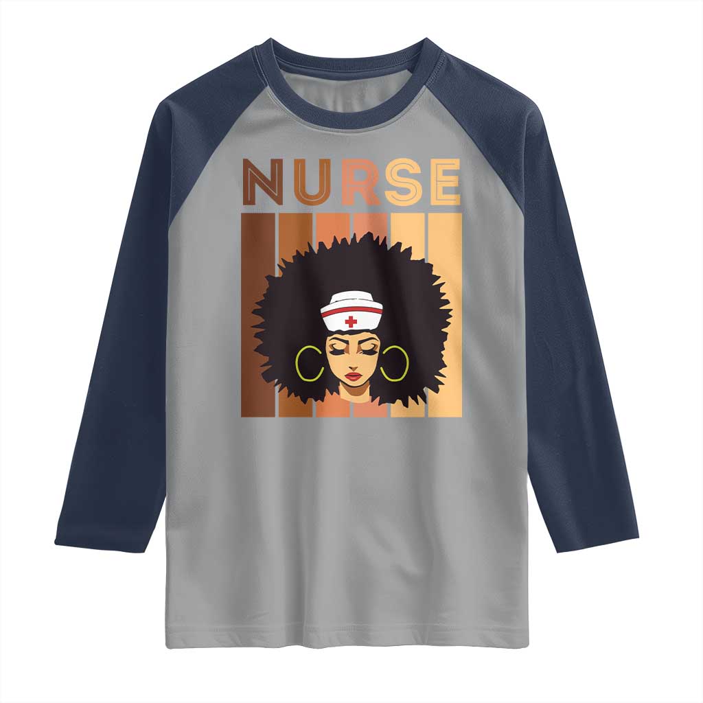 Black Nurse Raglan Shirt Magic Afro Melanin RN Woman TS02 Sport Gray Navy Print Your Wear