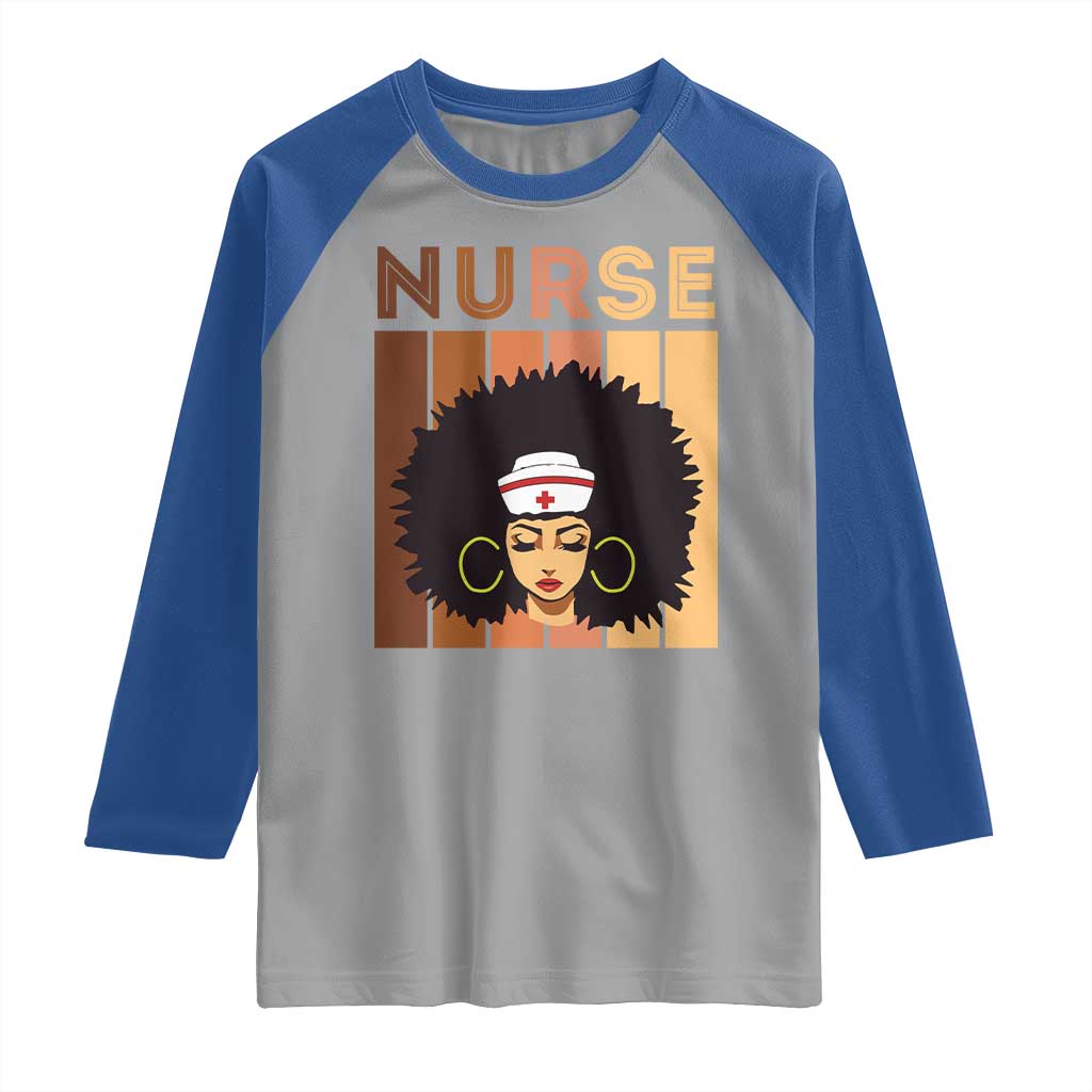 Black Nurse Raglan Shirt Magic Afro Melanin RN Woman TS02 Sport Gray Royal Print Your Wear