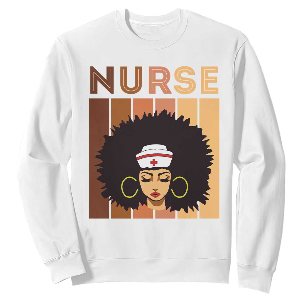 Black Nurse Sweatshirt Nurse Black Woman Magic Afro Melanin Queen Black History TS02 White Printyourwear