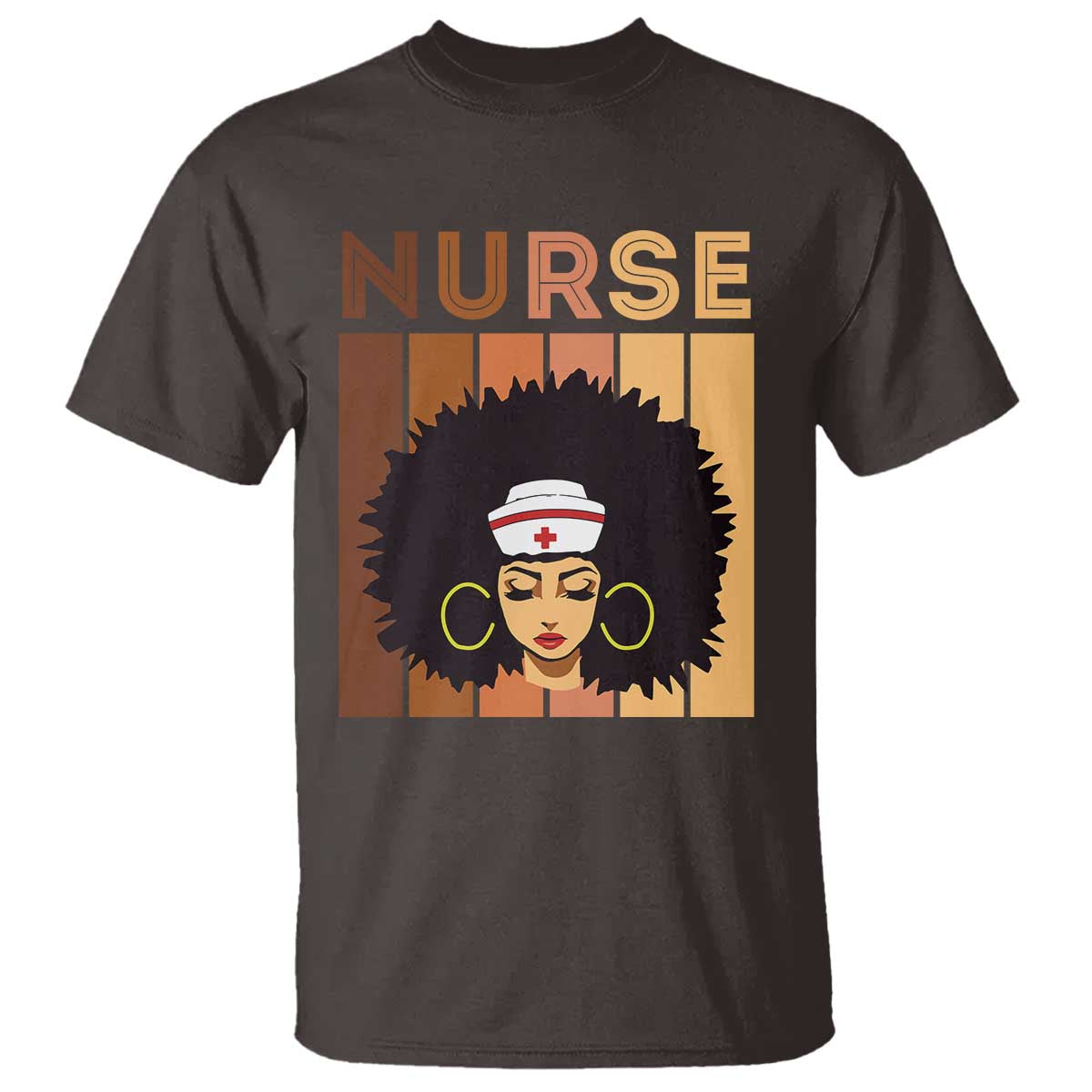 Black Nurse T Shirt Magic Afro Melanin RN Woman TS02 Dark Chocolate Print Your Wear
