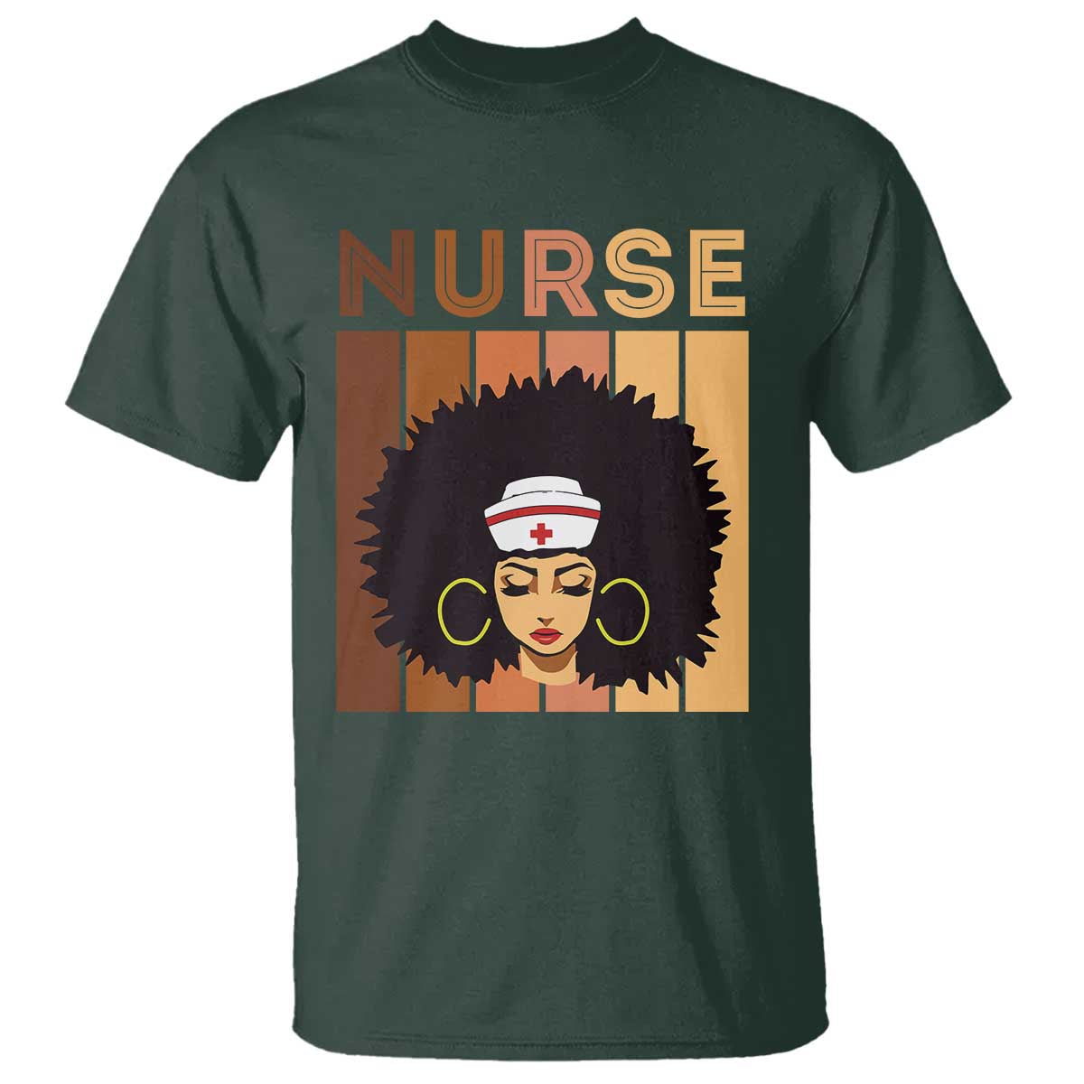 Black Nurse T Shirt Magic Afro Melanin RN Woman TS02 Dark Forest Green Print Your Wear