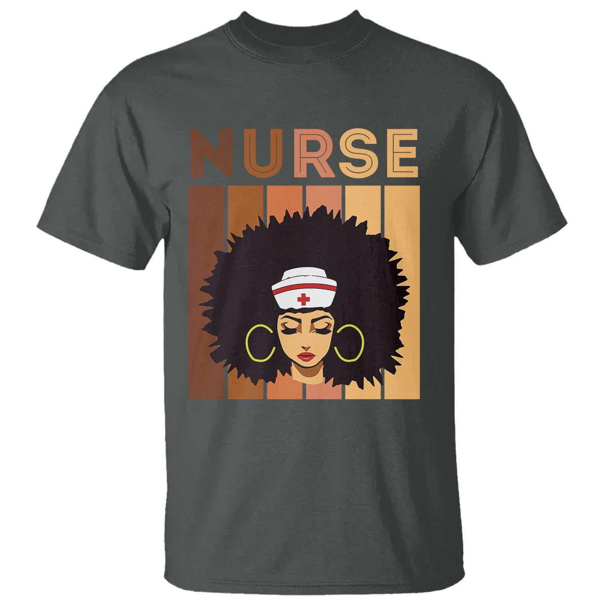 Black Nurse T Shirt Magic Afro Melanin RN Woman TS02 Dark Heather Print Your Wear