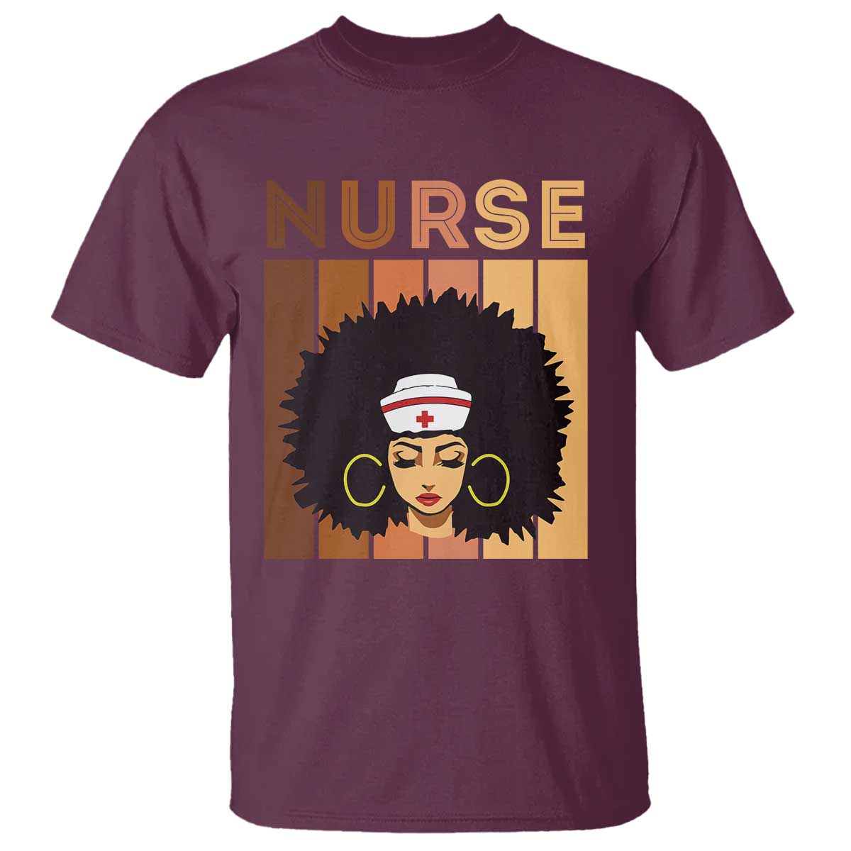 Black Nurse T Shirt Magic Afro Melanin RN Woman TS02 Maroon Print Your Wear