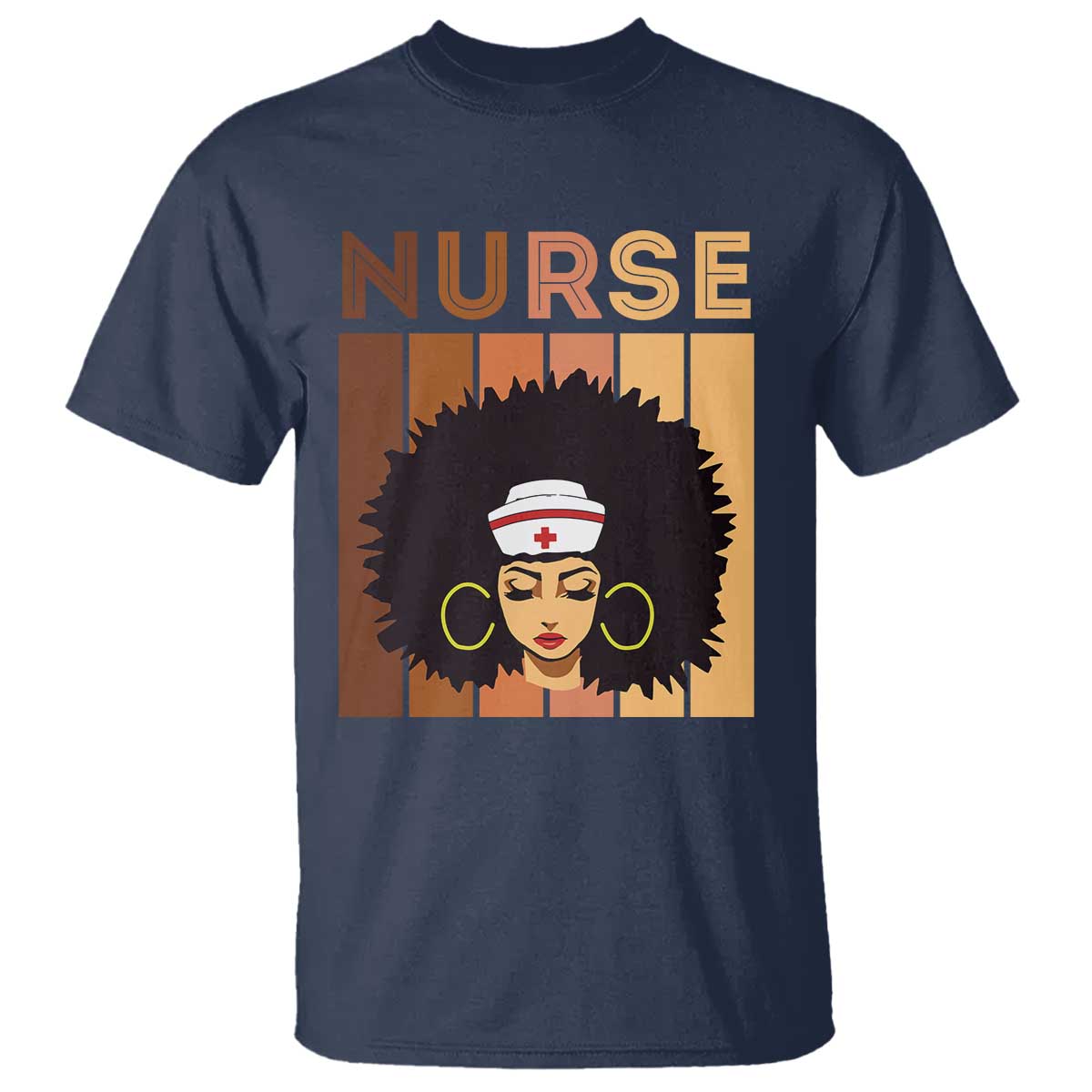 Black Nurse T Shirt Magic Afro Melanin RN Woman TS02 Navy Print Your Wear