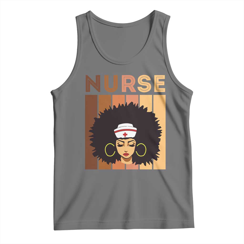 Black Nurse Tank Top Magic Afro Melanin RN Woman TS02 Black Heather Print Your Wear